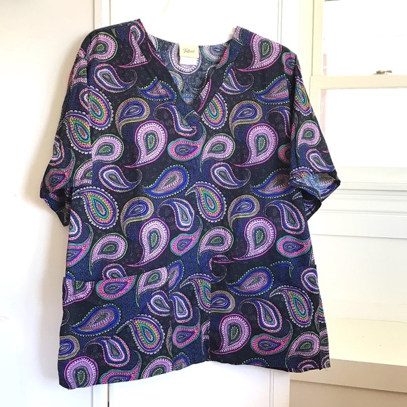 TAFFORD Scrub Top 100% Cotton Short Sleeve Black Pink Women’s Plus Size 3X - Picture 1 of 16
